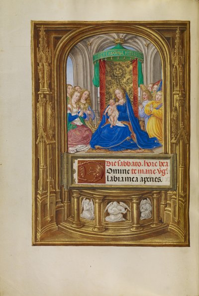 Jungfru Maria med barnet på tronen av Master of James IV of Scotland