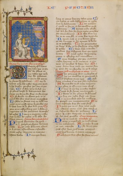 David med musikinstrument av Master of Jean de Mandeville