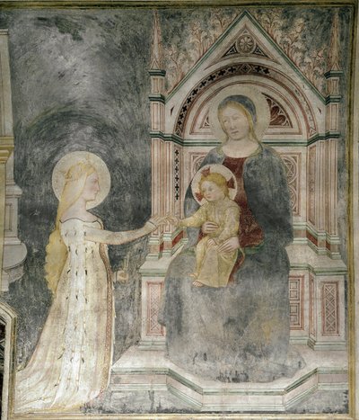 Kristi andliga äktenskap med Sankta Maria Magdalena, detalj. (cirka 1377, fresk på duk) av Master of Mocchirolo