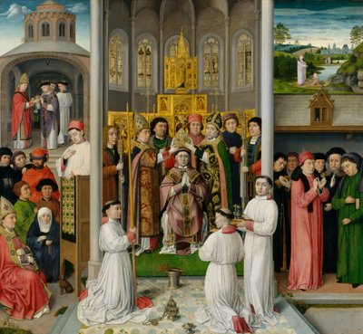 Scener ur Sankt Augustinus flodhästs liv, ca. 1490. av Master of Saint Augustine
