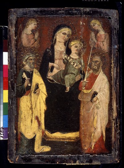 "Madonna och barn tronade med Saints Peter och Paul" (Madonna och barn tronade med Saints Peter och Paul) Målning på trä av mästaren i San Jacopo i Muciano (1400-talet) Pushkin Museum, Moskva av Master of San Jacopo a Mucciana