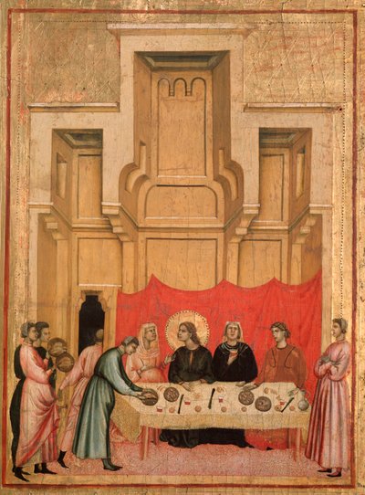 Den heliga Cecilia och hennes livs berättelse Detalj: Cecilia och Valerianus bröllopsbankett - altartavla, ca 1290-1320 av Master of St. Cecilia