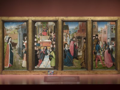 サンティアゴの奇跡（木に油彩）スウェーデン語 av Master of St. Godelieve Legend (attr. to)