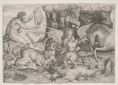 Allegoriskt tema: Combat of Animals, ca. 1515-1520. av Master of the Beheading of St.