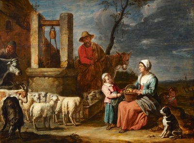 Bondefamilj vid en brunn av Master of the Béguins