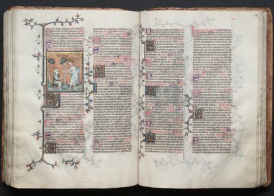 The Gotha Missal: Fol. 116v, S:ta Maria Magdalena på knä, ca. 1375. av Master of the Boqueteaux