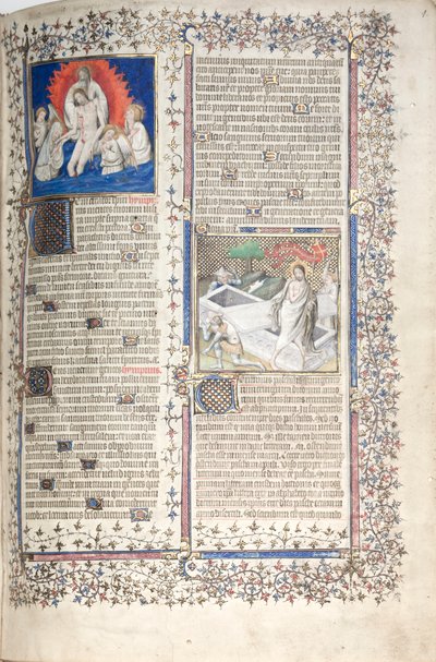 The Gotha Missal: Fol. 1r, Treenighet och uppståndelse, c. 1375. av Master of the Boqueteaux
