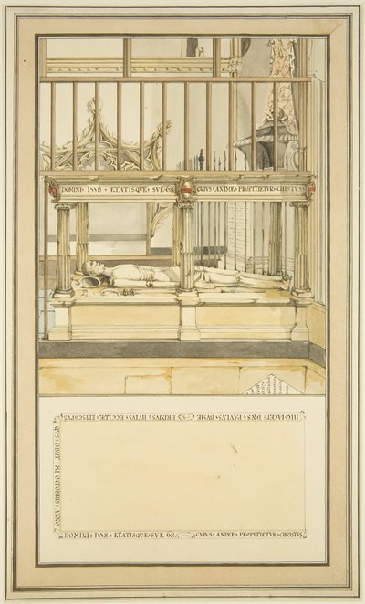 Biskop Paul Bushs grav, i Bristol Cathedral, ca 1799 (akvarell på papper) av Master of the Bristol Church Monuments