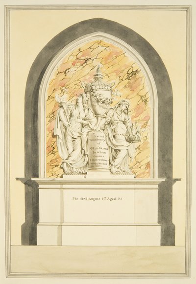 Tomb of Mrs Elizabeth Draper, död 1835, i Bristol Cathedral (akvarell på papper) av Master of the Bristol Church Monuments
