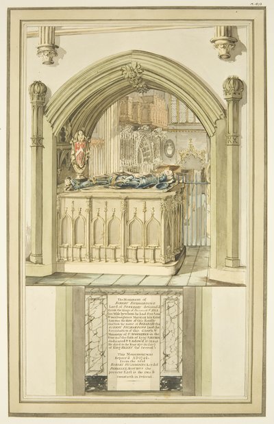 Tomb of Robert Fitzharding, död 1170, i Bristol Cathedral, ca 1799 (akvarell på papper) av Master of the Bristol Church Monuments
