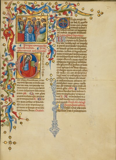 Alla helgons dag; Initial E: Sankt Andreas av Master of the Brussels Initials