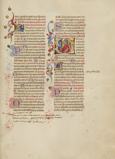 Initial I: Sankt Valentinus; Initial S: Sankt Petrus av Master of the Brussels Initials