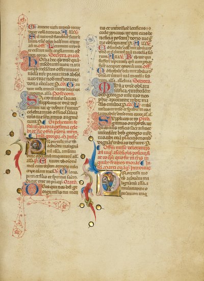Initial P: Saint George; Initial P: Saint Mark av Master of the Brussels Initials