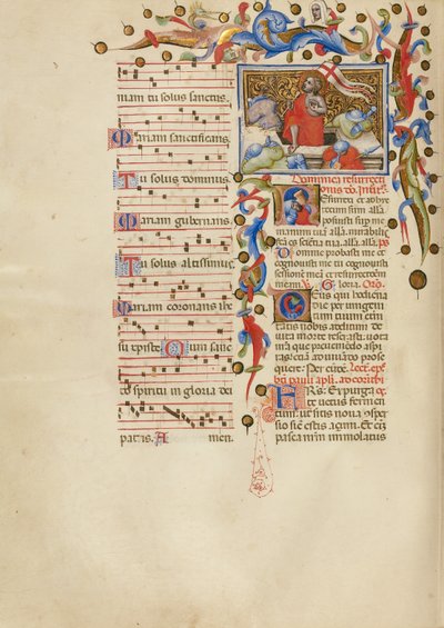 Återuppståndelsen; Initial R: En sovande soldat av Master of the Brussels Initials