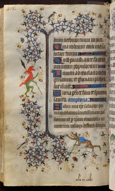 Karl den ädles, kung av Navarra (1361-1425), timbrar: fol. 200v, Text av Master of the Brussels Initials and Associates