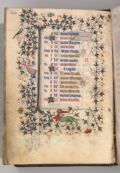 Timmar för Karl den ädle, kung av Navarra 1361-1425: fol. 12v, december, c. 1405. av Master of the Brussels Initials and Associates