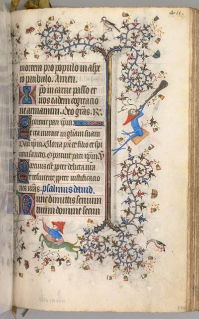 Timmar för Karl den ädle, kung av Navarra 1361-1425: fol. 200r, text, ca. 1405. av Master of the Brussels Initials and Associates