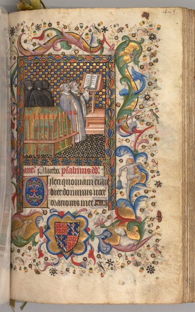 Timmar för Karl den ädle, kung av Navarra 1361-1425: fol. 202r, Office of the Dead, c. 1405. av Master of the Brussels Initials and Associates