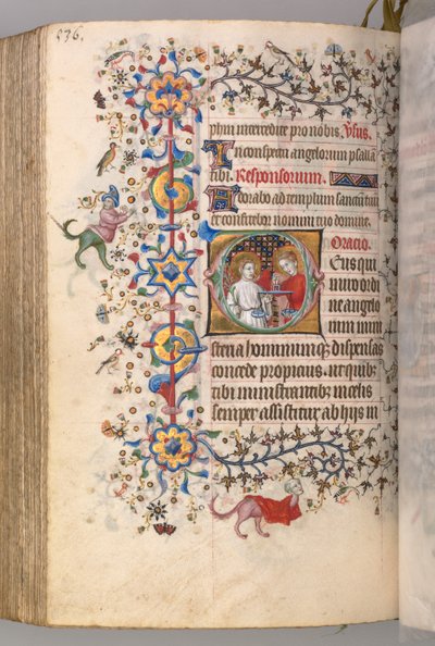 Timmar för Karl den ädle, kung av Navarra 1361-1425: fol. 262v, text, ca. 1405. av Master of the Brussels Initials and Associates