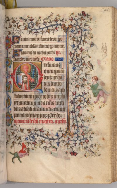 Timmar för Karl den ädle, kung av Navarra 1361-1425: fol. 267r, S:t Bartolomeus, ca. 1405. av Master of the Brussels Initials and Associates