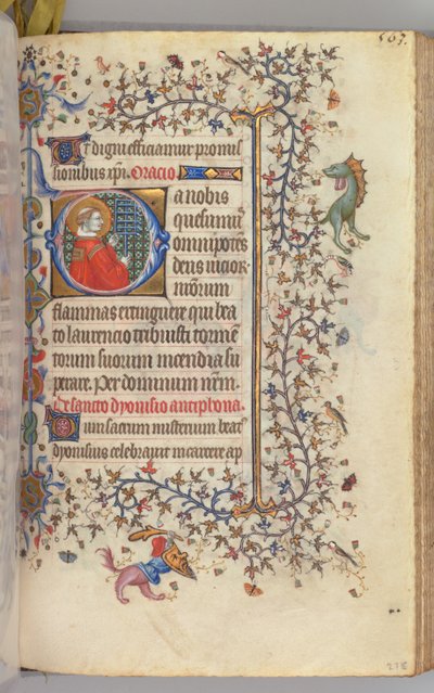 Timmar för Karl den ädle, kung av Navarra 1361-1425, fol. 276r, St. Lawrence, ca. 1405. av Master of the Brussels Initials and Associates