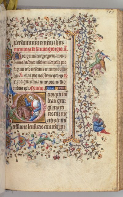 Timmar för Karl den ädle, kung av Navarra 1361-1425, fol. 278r, St. George, ca. 1405. av Master of the Brussels Initials and Associates