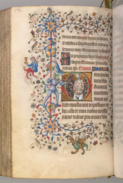 Timmar för Karl den ädle, kung av Navarra 1361-1425, fol. 279v, S:t Sebastian, ca. 1405. av Master of the Brussels Initials and Associates