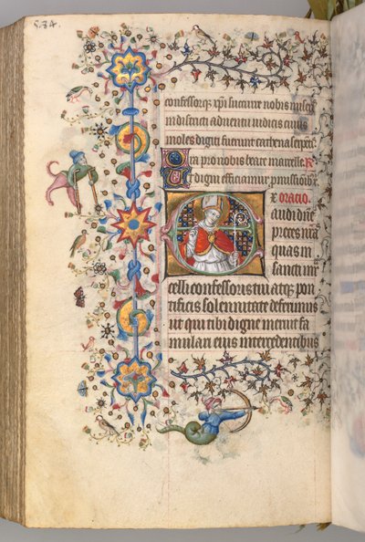 Timmar för Karl den ädle, kung av Navarra 1361-1425, fol. 286v, St. Marcel, ca. 1405. av Master of the Brussels Initials and Associates