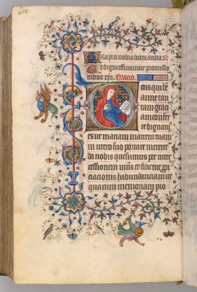 Timmar för Karl den ädle, kung av Navarra 1361-1425, fol. 295v, St. Anne, ca. 1405. av Master of the Brussels Initials and Associates