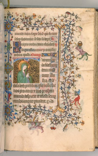 Timmar för Karl den ädle, kung av Navarra 1361-1425, fol. 297r, St. Elizabeth, ca. 1405. av Master of the Brussels Initials and Associates