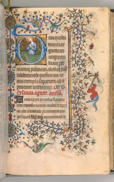 Timmar för Karl den ädle, kung av Navarra 1361-1425, fol. 299a, St. Margaret, ca. 1405. av Master of the Brussels Initials and Associates