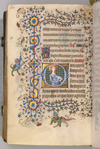 Timmar för Karl den ädle, kung av Navarra 1361-1425, fol. 299v, St. Agnes, ca. 1405. av Master of the Brussels Initials and Associates