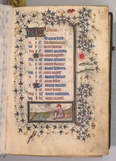 Timmar för Karl den ädle, kung av Navarra 1361-1425: fol. 2r, februari, c. 1405. av Master of the Brussels Initials and Associates