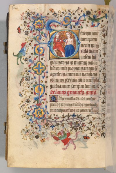 Timmar för Karl den ädle, kung av Navarra 1361-1425, fol. 300v, St. Agatha, ca. 1405. av Master of the Brussels Initials and Associates
