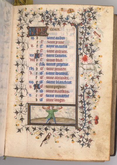 Timmar för Karl den ädle, kung av Navarra 1361-1425: fol. 3r, mars, c. 1405. av Master of the Brussels Initials and Associates