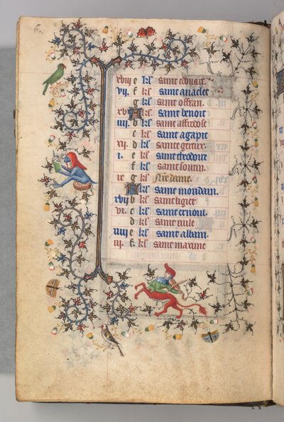 Timmar för Karl den ädle, kung av Navarra 1361-1425: fol. 3v, mars, c. 1405. av Master of the Brussels Initials and Associates