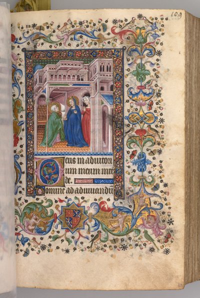 Timmar för Karl den ädle, kung av Navarra 1361-1425: fol. 55r, The Visitation Lauds, ca. 1405. av Master of the Brussels Initials and Associates