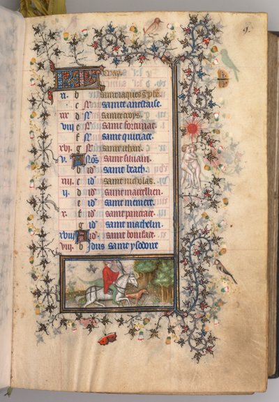 Timmar för Karl den ädle, kung av Navarra 1361-1425: fol. 5r, maj, c. 1405. av Master of the Brussels Initials and Associates