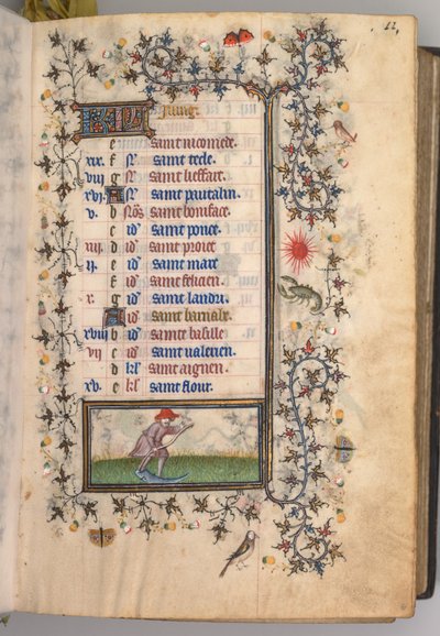 Timmar för Karl den ädle, kung av Navarra 1361-1425: fol. 6r, juni, c. 1405. av Master of the Brussels Initials and Associates