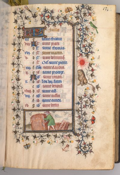 Timmar för Karl den ädle, kung av Navarra 1361-1425: fol. 7r, juli, c. 1405. av Master of the Brussels Initials and Associates