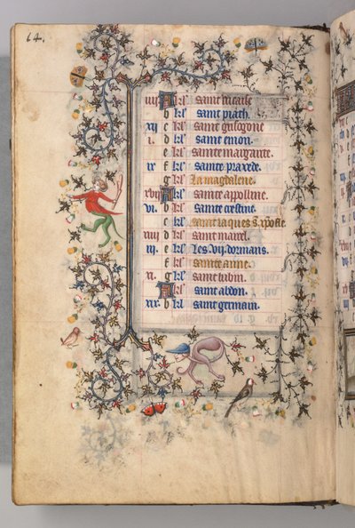 Timmar för Karl den ädle, kung av Navarra 1361-1425: fol. 7v, juli, c. 1405. av Master of the Brussels Initials and Associates