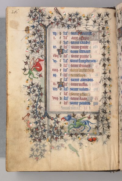 Timmar för Karl den ädle, kung av Navarra 1361-1425: fol. 8v, augusti, ca. 1405. av Master of the Brussels Initials and Associates