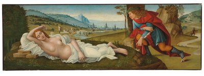 Cymon och Iphigenia (tempera på panelen) av Master of the Campana Cassoni