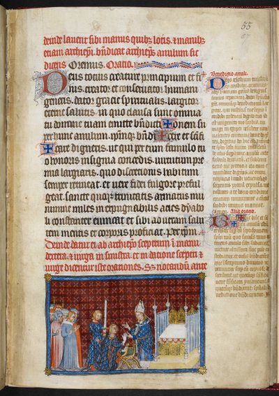 Cotton Tiberius B. VIII f.57r Kungen tar emot ringen 
