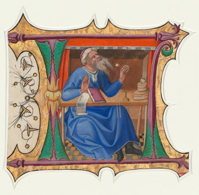 Initial L med Gamla testamentets profet av Master of the Cypresses
