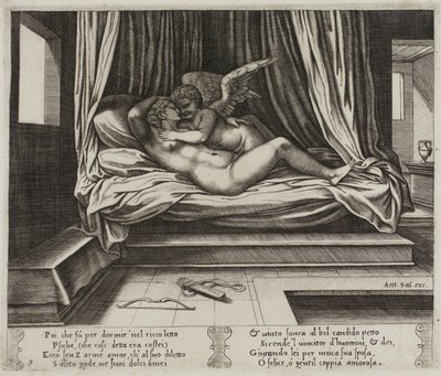 Amor i Psyches famn av Master of the Die