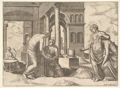 Plåt 22: Venus beordrar Psyche att sortera en hög med spannmål, från 