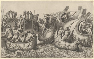 Mirror of Roman Magnificence: Naval Battle, 1500-talet., 1500-talet. av Master of the Die