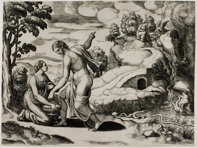 Venus beordrar Psyche att söka vatten från en fontän som bevakas av drakar av Master of the Die