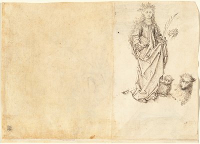 Saint Agnes (verso) av Master of the Drapery Studies after Martin Schongauer